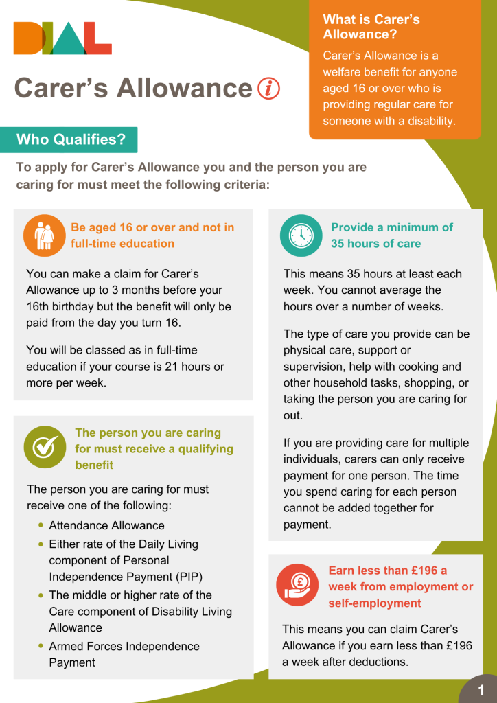 An image of the first page of our Carer's Allowance fact sheet.