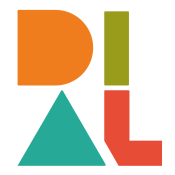 DIAL's secondary logo, with an orange D, green I, teal triangle, and red L.
